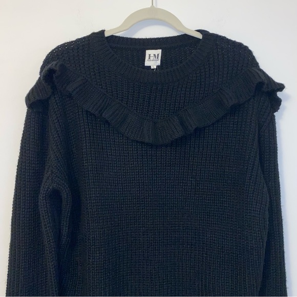 Hilary MacMillan Black Sweater With Ruffle NWT - Picture 2 of 6